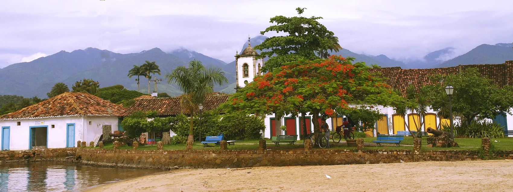 The white Igreja de Santa Rita on the Paraty waterfront