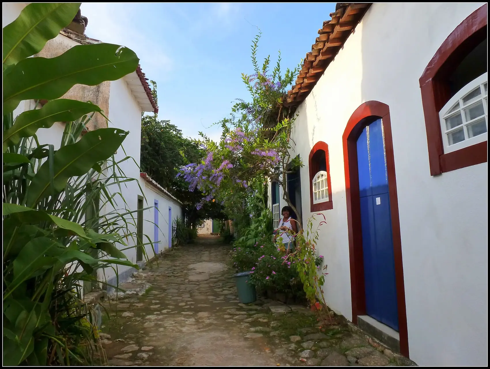 A quiet lane in Paraty's old town. During Carnival the bands and blocos wind through streets like these.